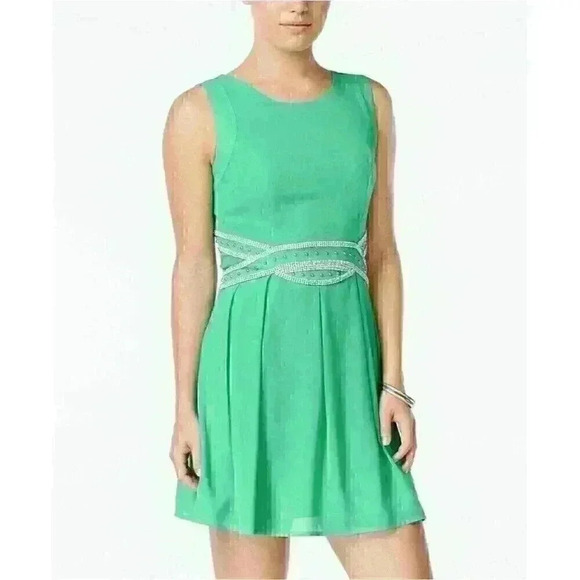 NWT Crystal Doll Juniors Embellished Fit & Flare Party Dress, Seafoam, Sz 11 $69 - Picture 1 of 10